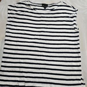 J.Crew Black White Striped Sleeveless Cotton Blouse Shirt